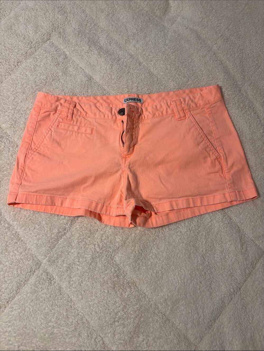 Express Neon Coral/Pink Jean Shorts
